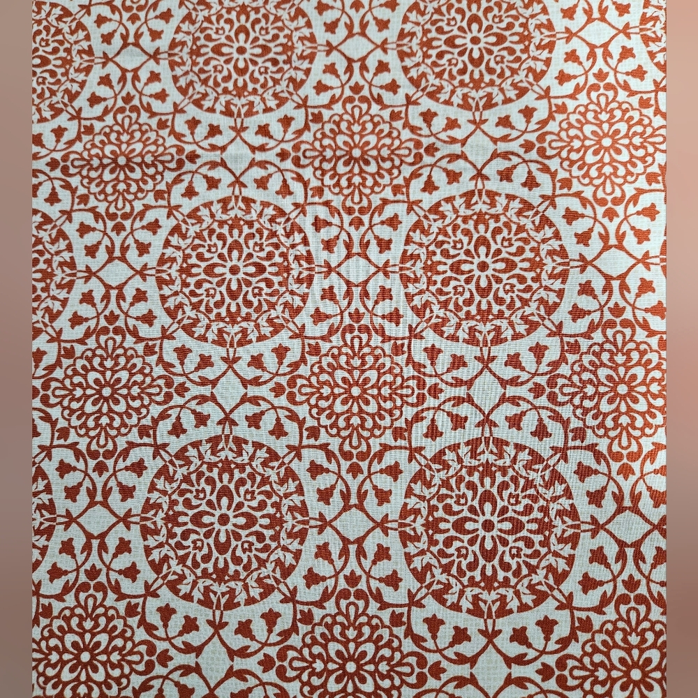 Rust Orange Medallion Patterned Cotton Fabric By The Yard